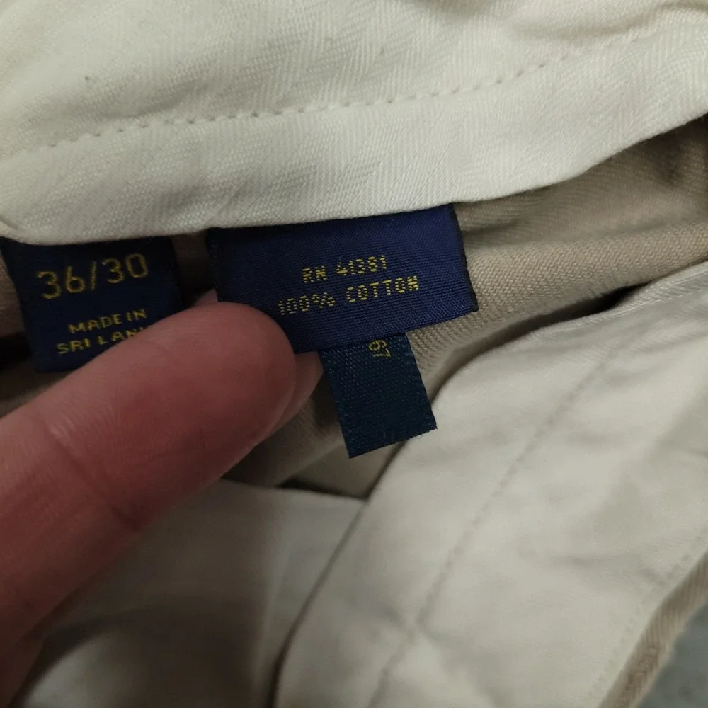 Polo Ralph Lauren Mens 36x30‎ Chino Pants Tan Beige Cotton Flat Front EUC